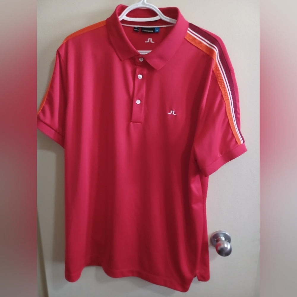 JL J. Lindeberg XXL Cherry Red Polo Golf Shirt Performance Outdoor